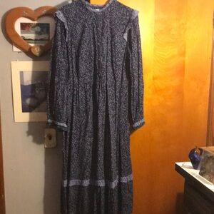 Elegant Blue Floral Women's Dress